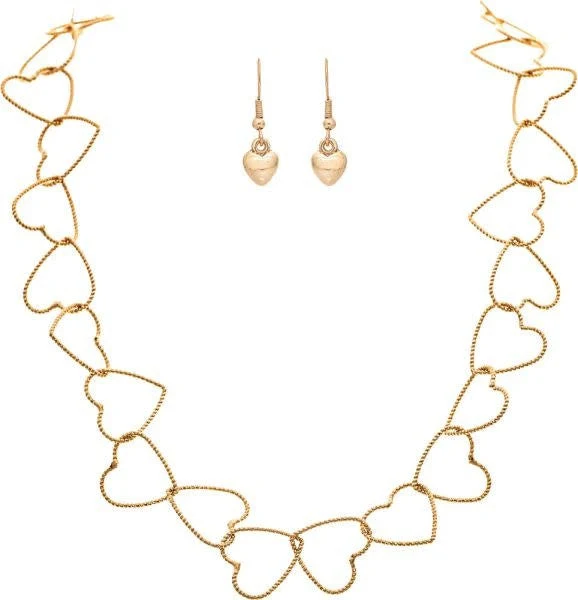 Heart Link Chain Necklace & Earring Set - moodlistic