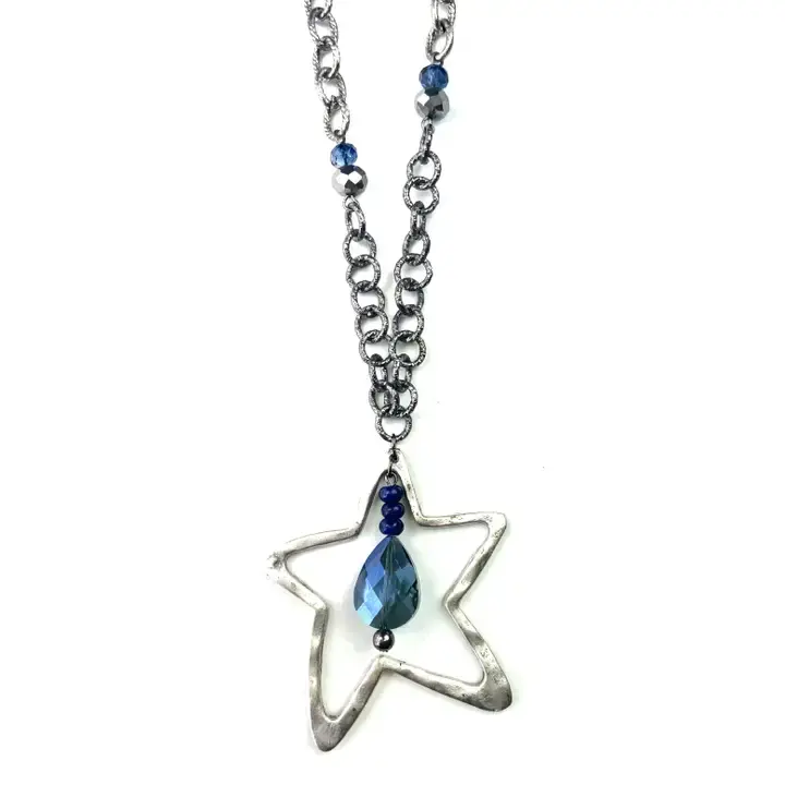 Blue & Silver Star Pendant Necklace - moodlistic
