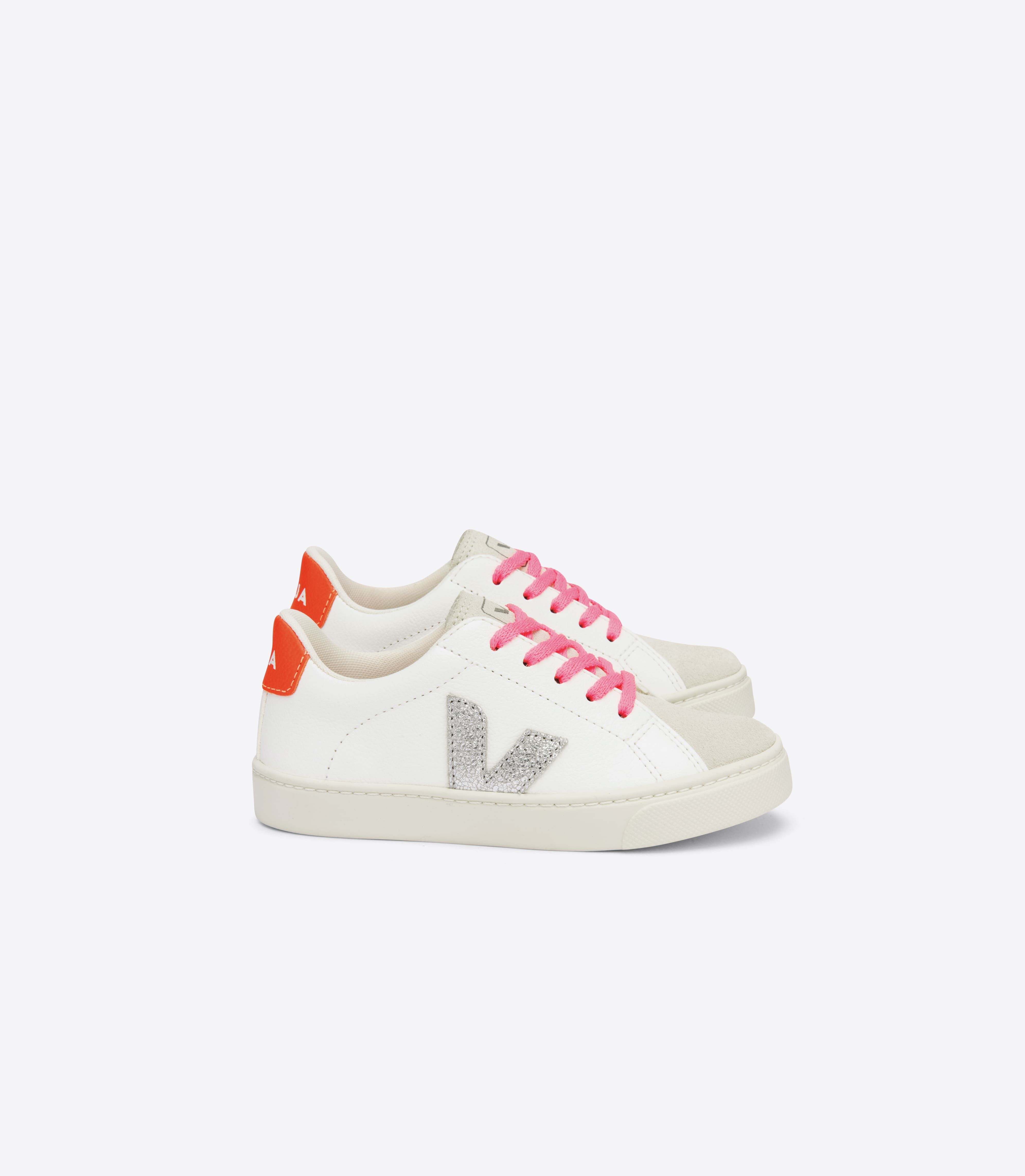 ESPLAR LACES LEATHER WHITE SILVER ORANGE FLUO