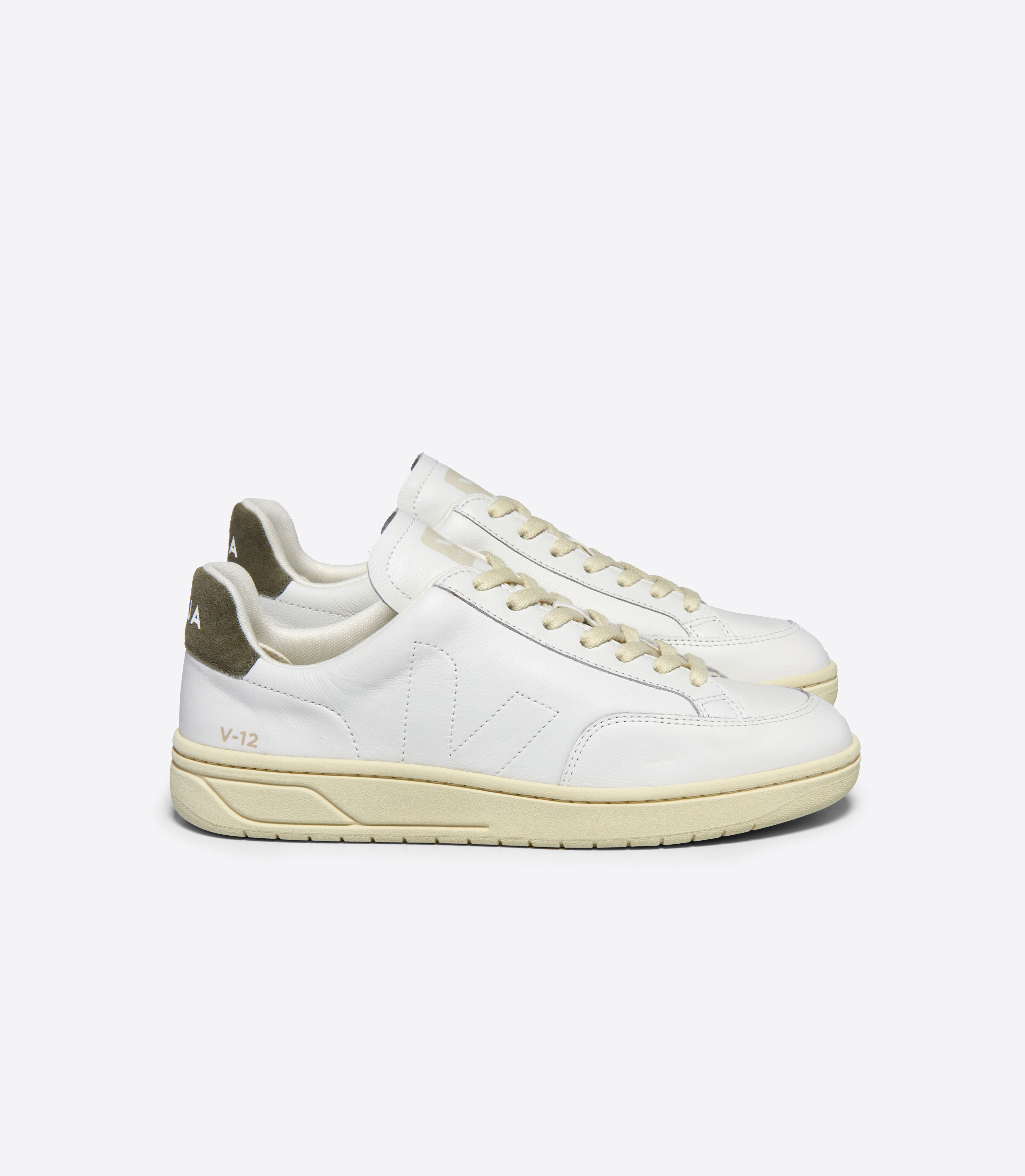 V-12 STITCH LEATHER WHITE KAKI