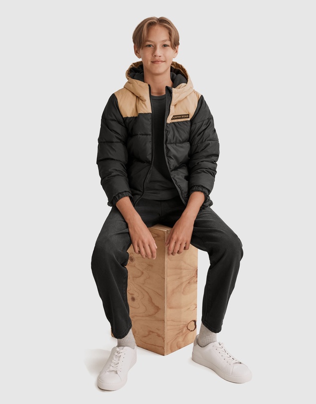 Country Road Teen Recycled Polyester Spliced Puffer Jacket