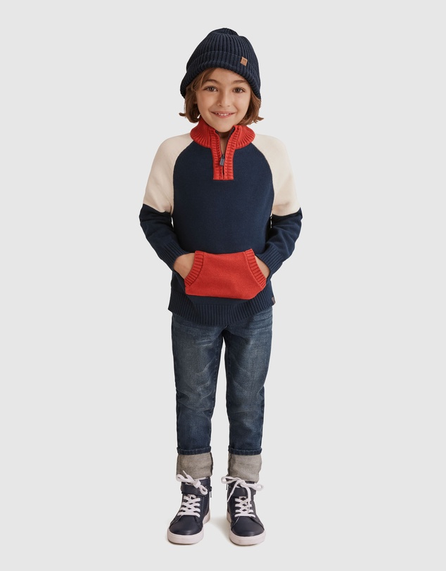 Country Road Half Zip Spliced Knit