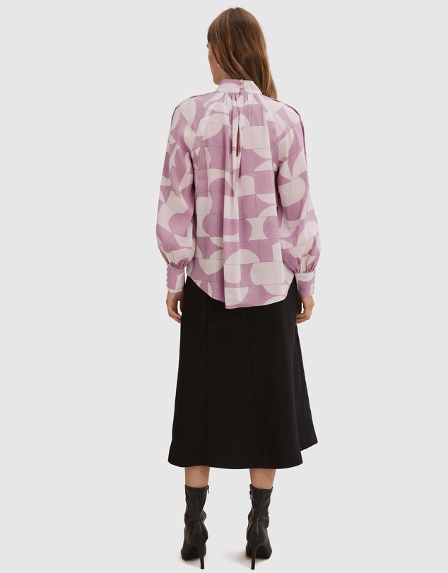 Country Road Print Button Detail Blouse