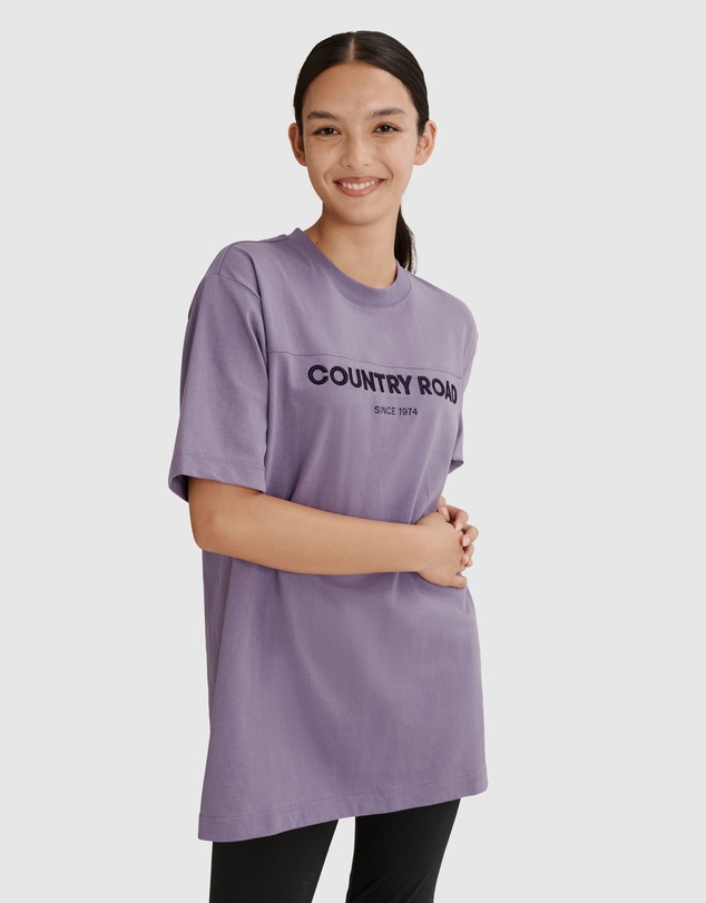 Country Road Teen Recycled Cotton Short Sleeve Logo Longline T-Shirt