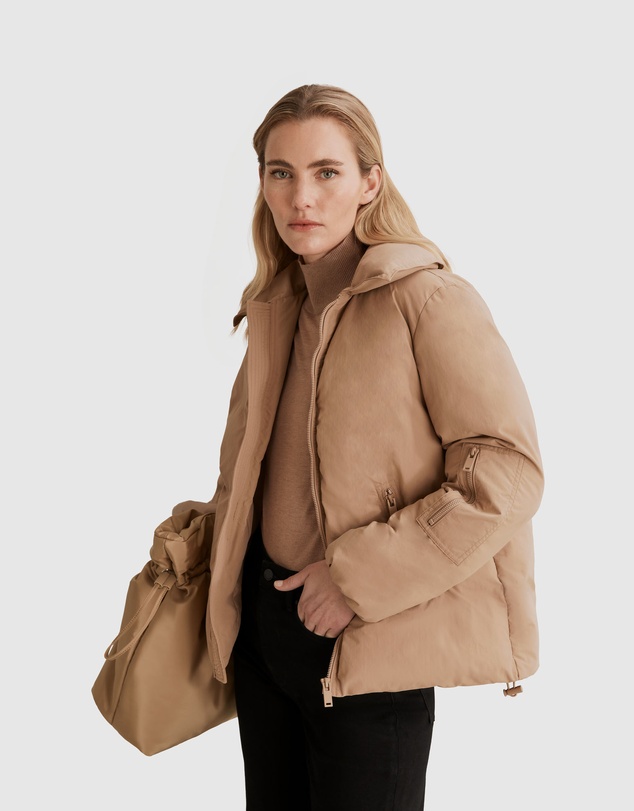 Country Road Recycled Nylon Large Collar Puffer