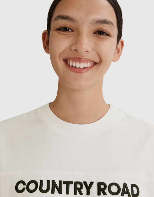 Country Road Teen Recycled Cotton Short Sleeve Logo Longline T-Shirt