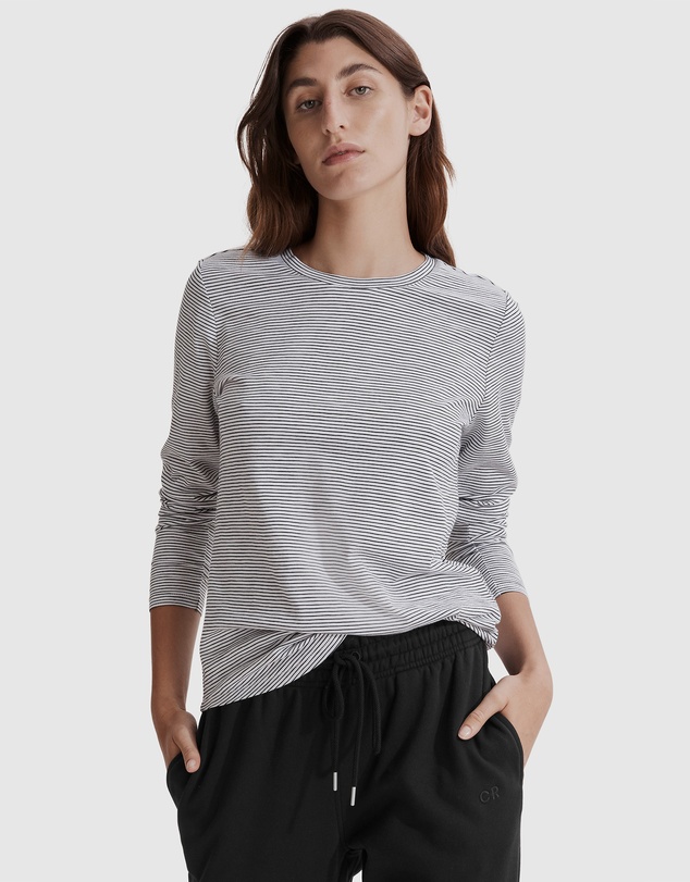 Country Road Stripe Long Sleeve Australian Cotton Slub T-Shirt