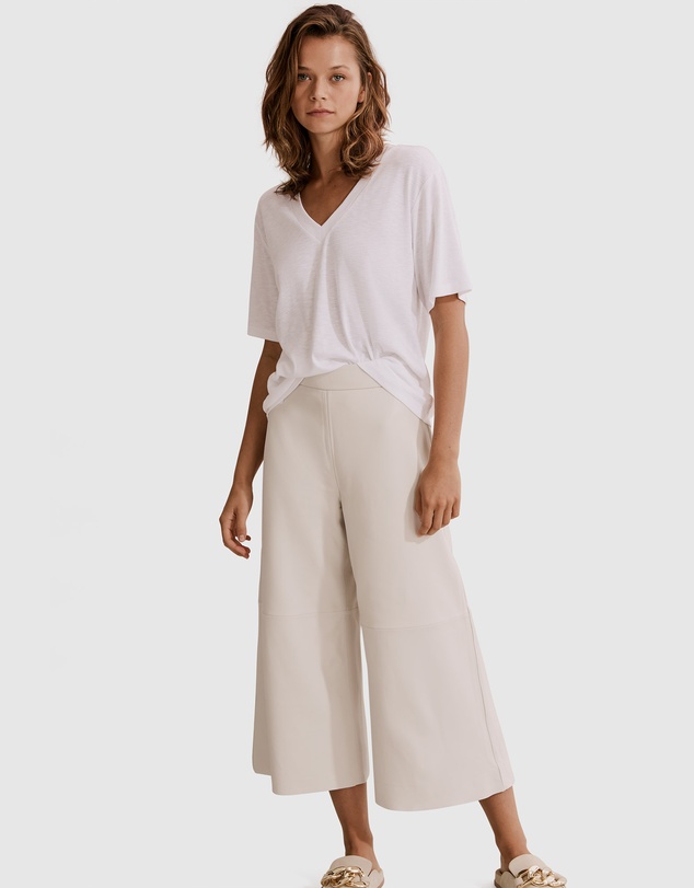 Country Road Deep V-neck Cotton Slub T-Shirt