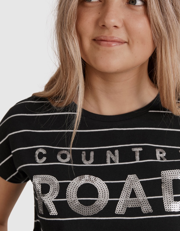 Country Road Teen Recycled Cotton Logo Sequin T-Shirt