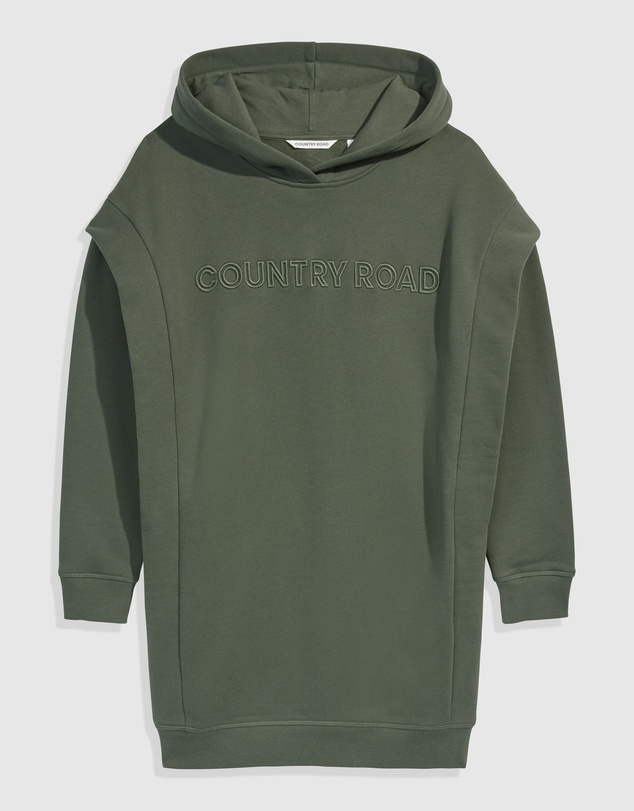 Country Road Teen Recycled Cotton Logo Hooded Sweat Dress