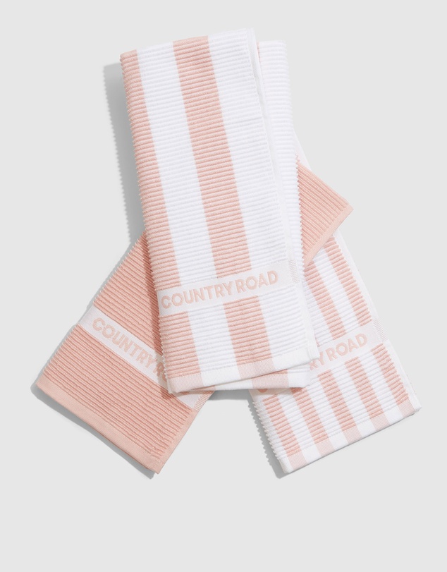 Country Road Australian Cotton Cr Stripe Tea Towel Pack Of 3