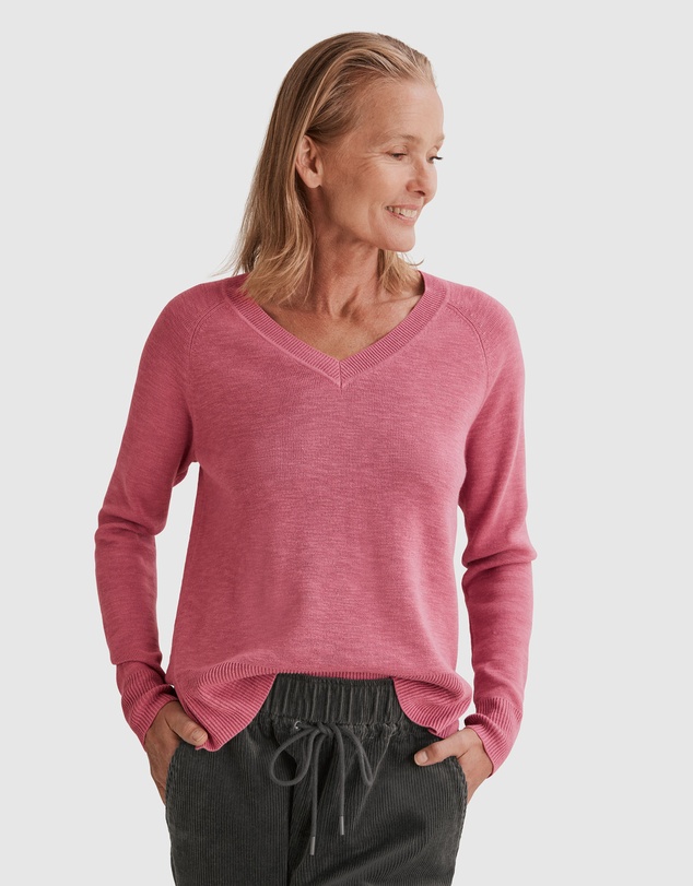 Country Road Cotton Linen V-neck Knit