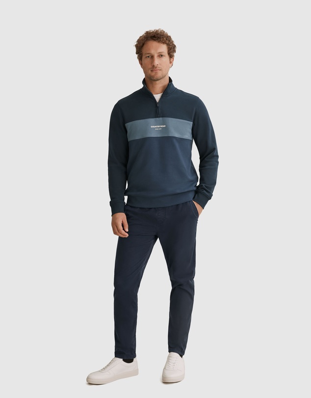 Country Road Australian Cotton Logo Stripe Half Zip Sweat