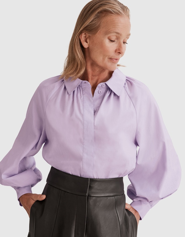 Country Road Gathered Poplin Blouse