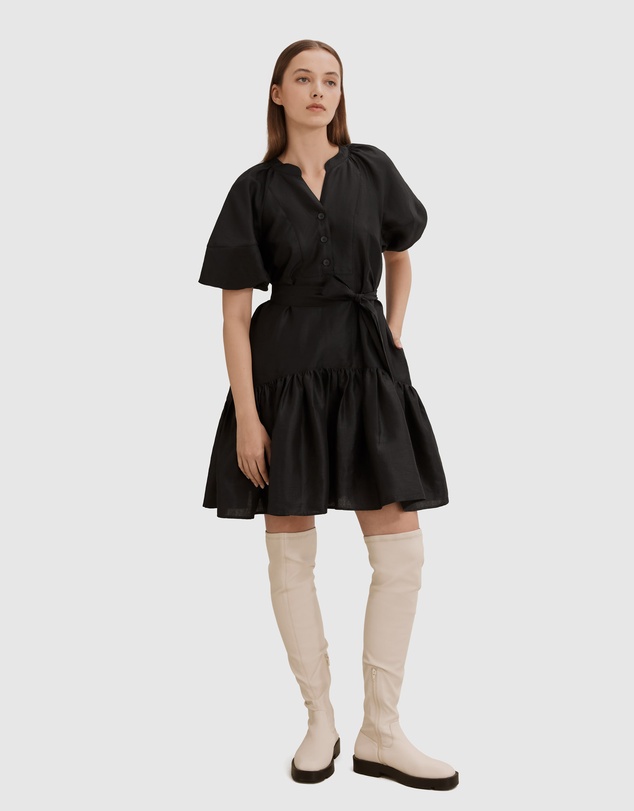 Country Road Puff Sleeve Mini Dress