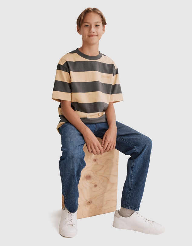 Country Road Teen Recycled Cotton Block Stripe Short Sleeve T-Shirt