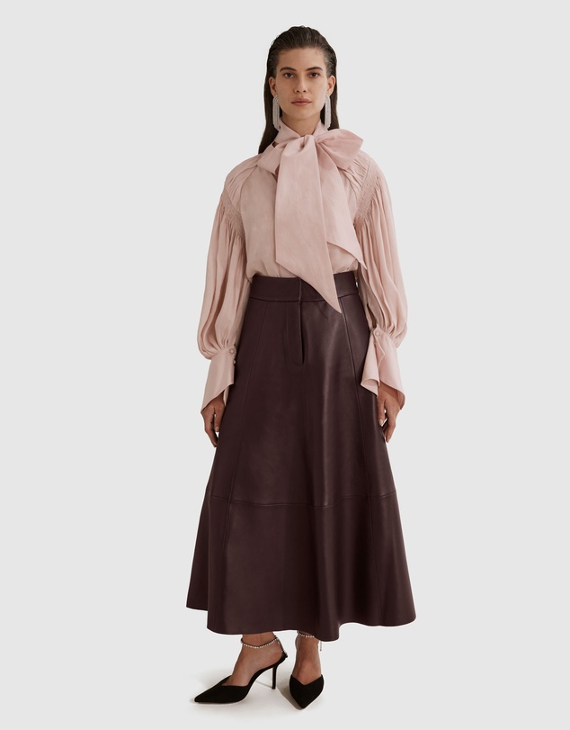 Country Road Tie Front Gathered Blouse