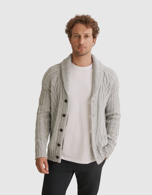 Country Road Australian Lambswool Cable Shawl Cardigan