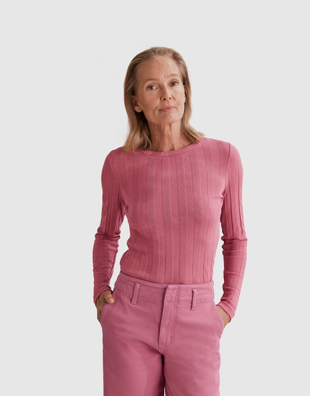 Country Road Self Stripe Long Sleeve Top