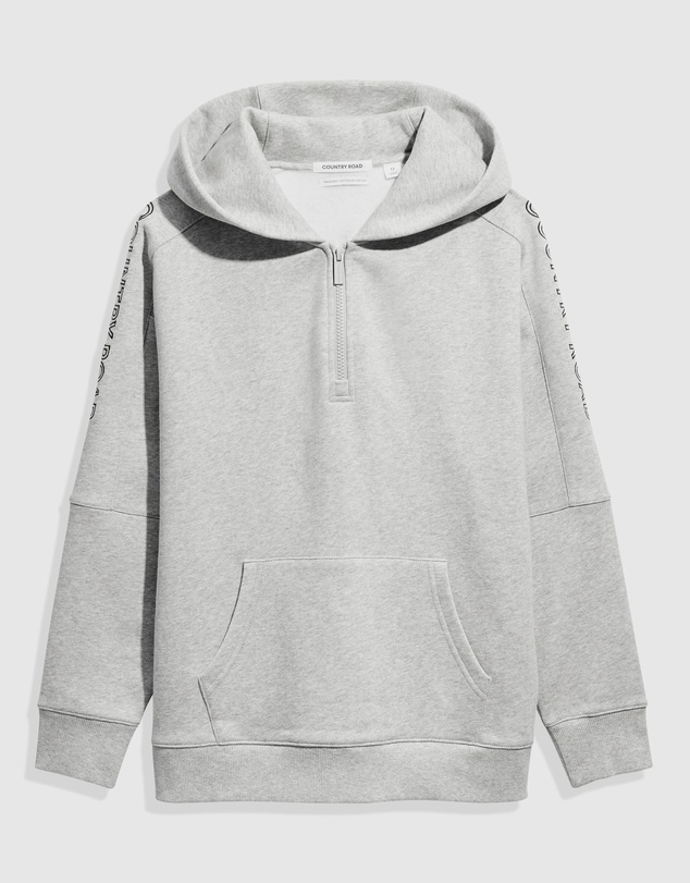 Country Road Teen Verified Australian Cotton Half Zip Logo Hooded Sweat