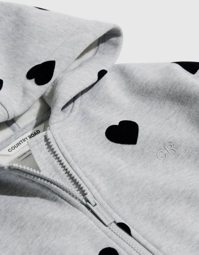 Country Road Australian Cotton Heart Zip Through Hooded Sweat