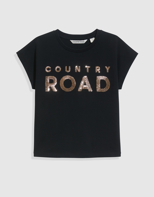 Country Road Organically Grown Cotton Logo Sequin T-Shirt