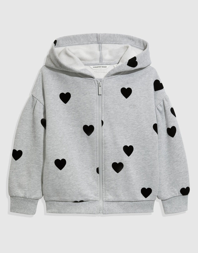 Country Road Australian Cotton Heart Zip Through Hooded Sweat