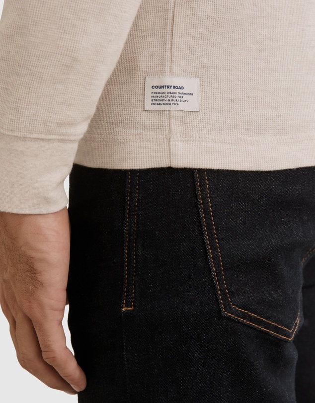 Country Road Long Sleeve Waffle Henley