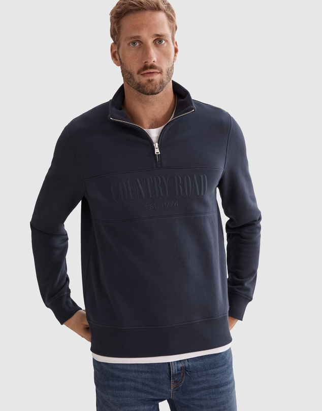 Country Road Verified Australian Cotton Half Zip Heritage Sweat
