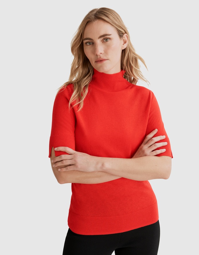 Country Road Australian Merino Wool Silk Short Sleeve Knit