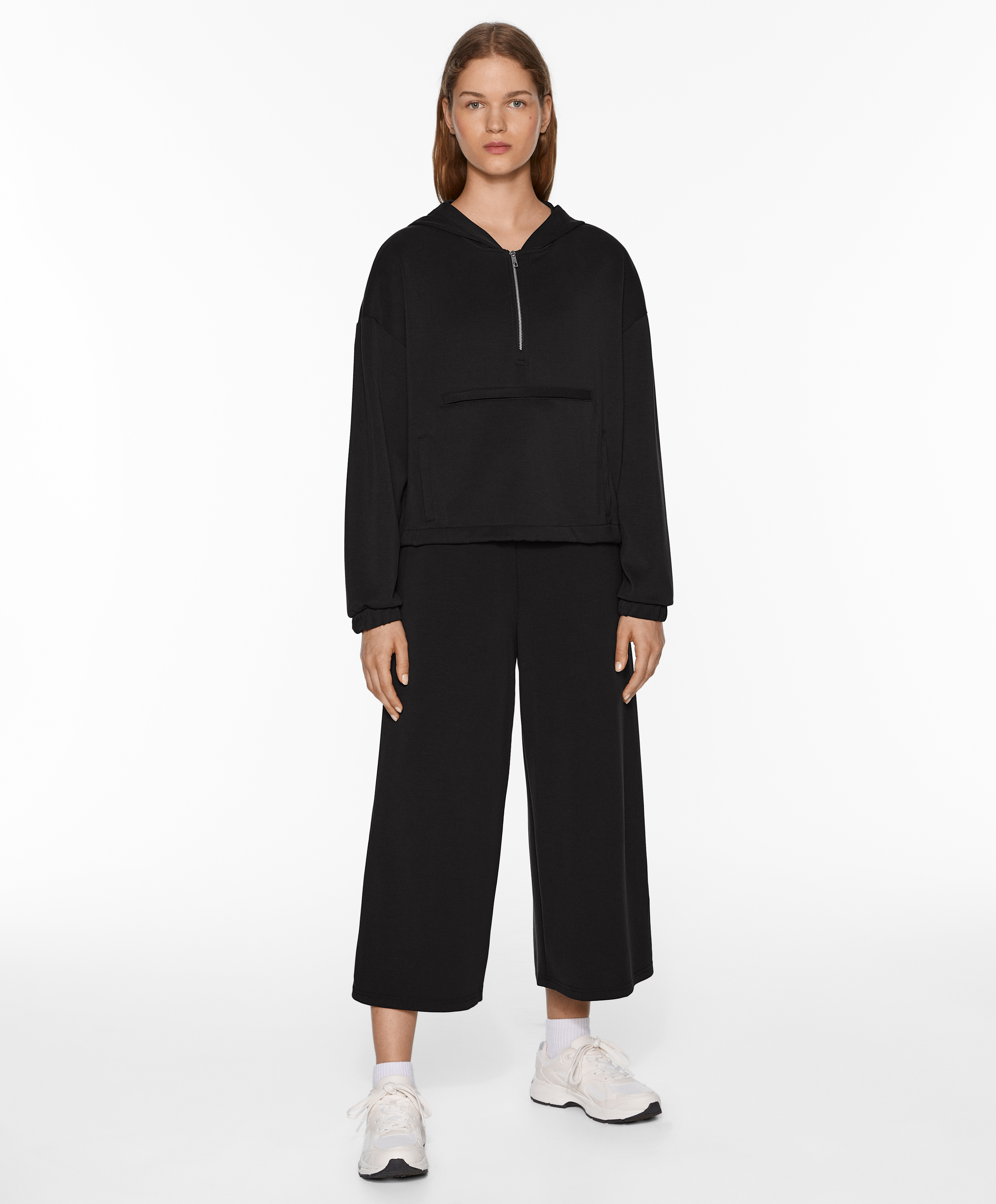 Soft-touch wide-leg crop trousers with modal