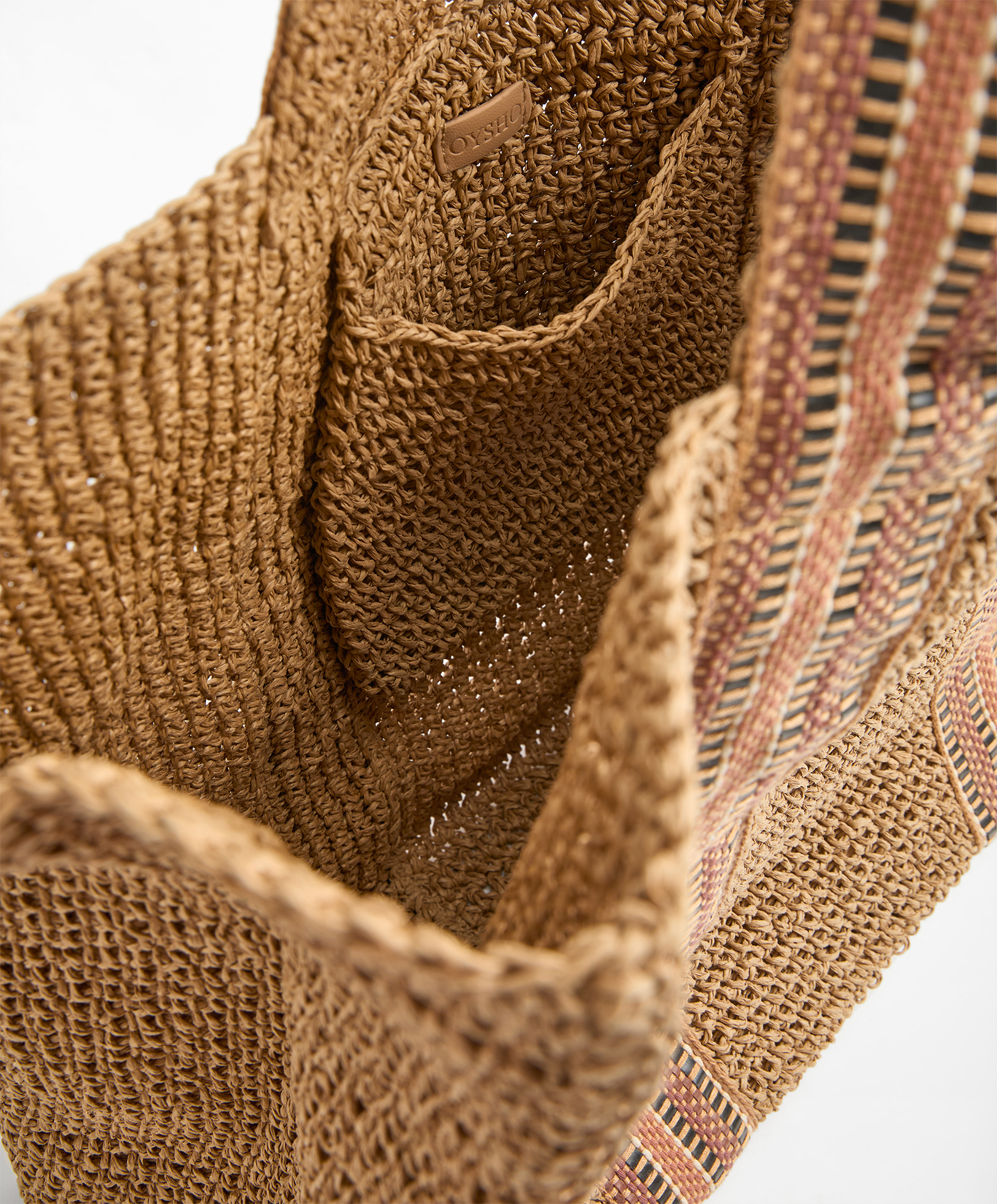 Multi-coloured strap shopper bag