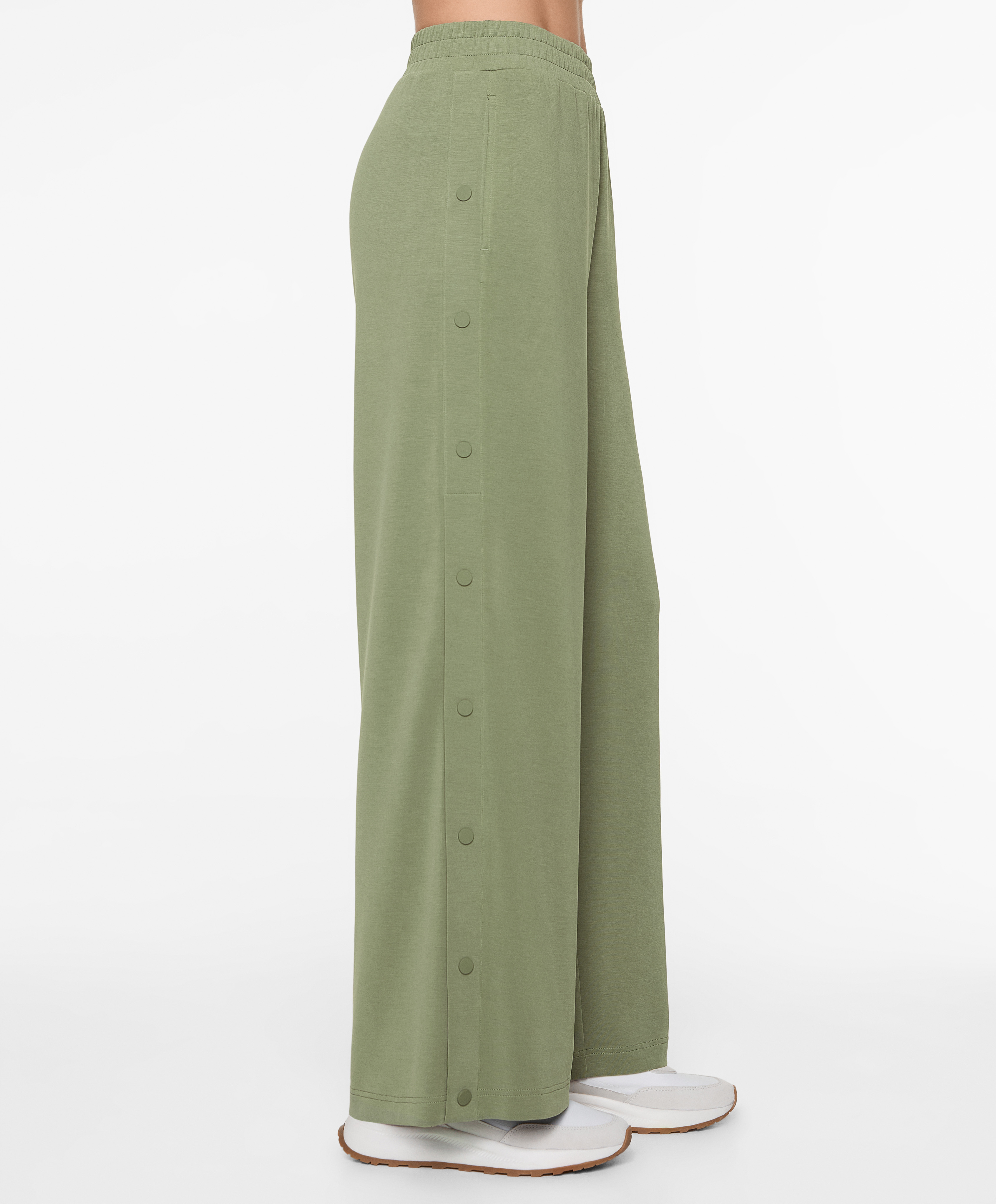 Soft-touch wide, straight-leg trousers with modal and buttons