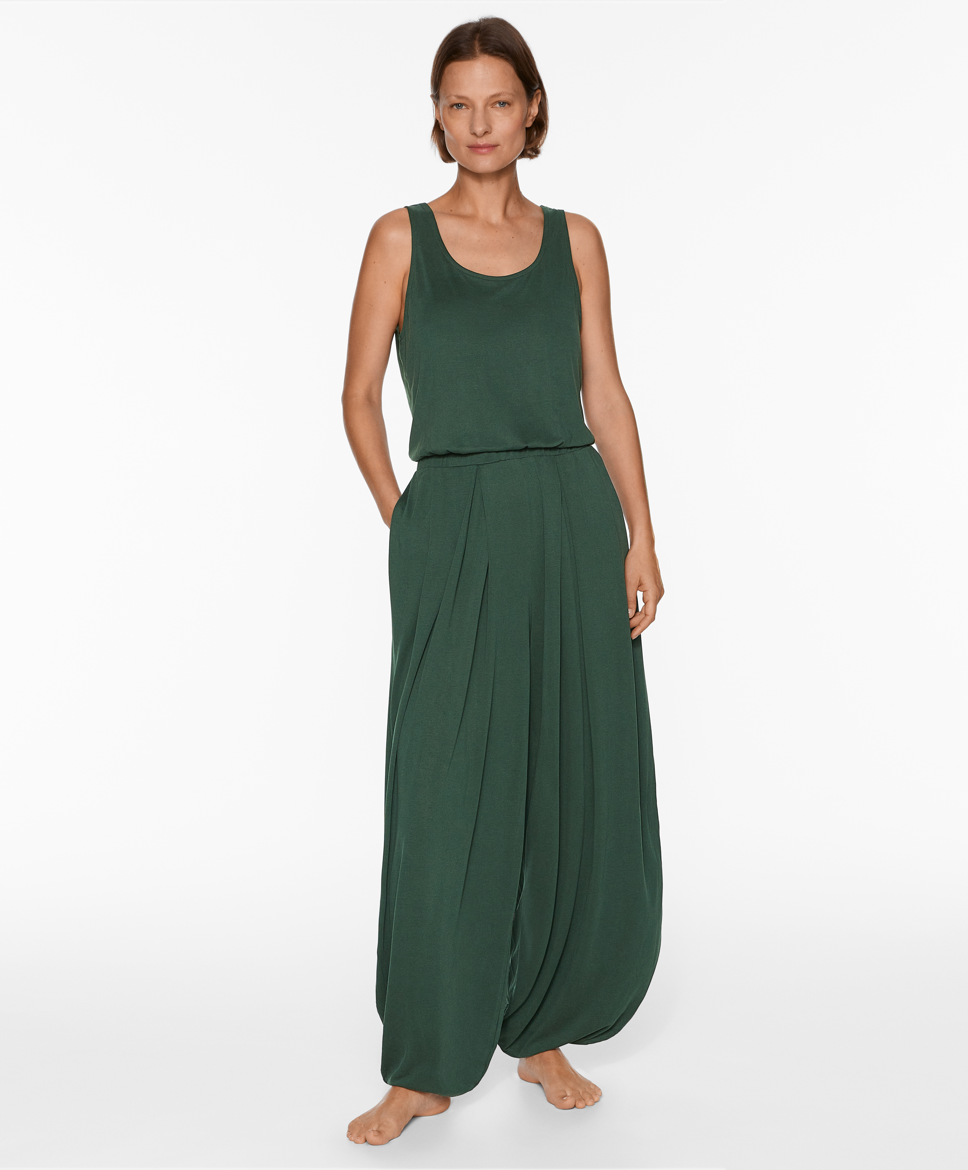 Modal blend long jumpsuit