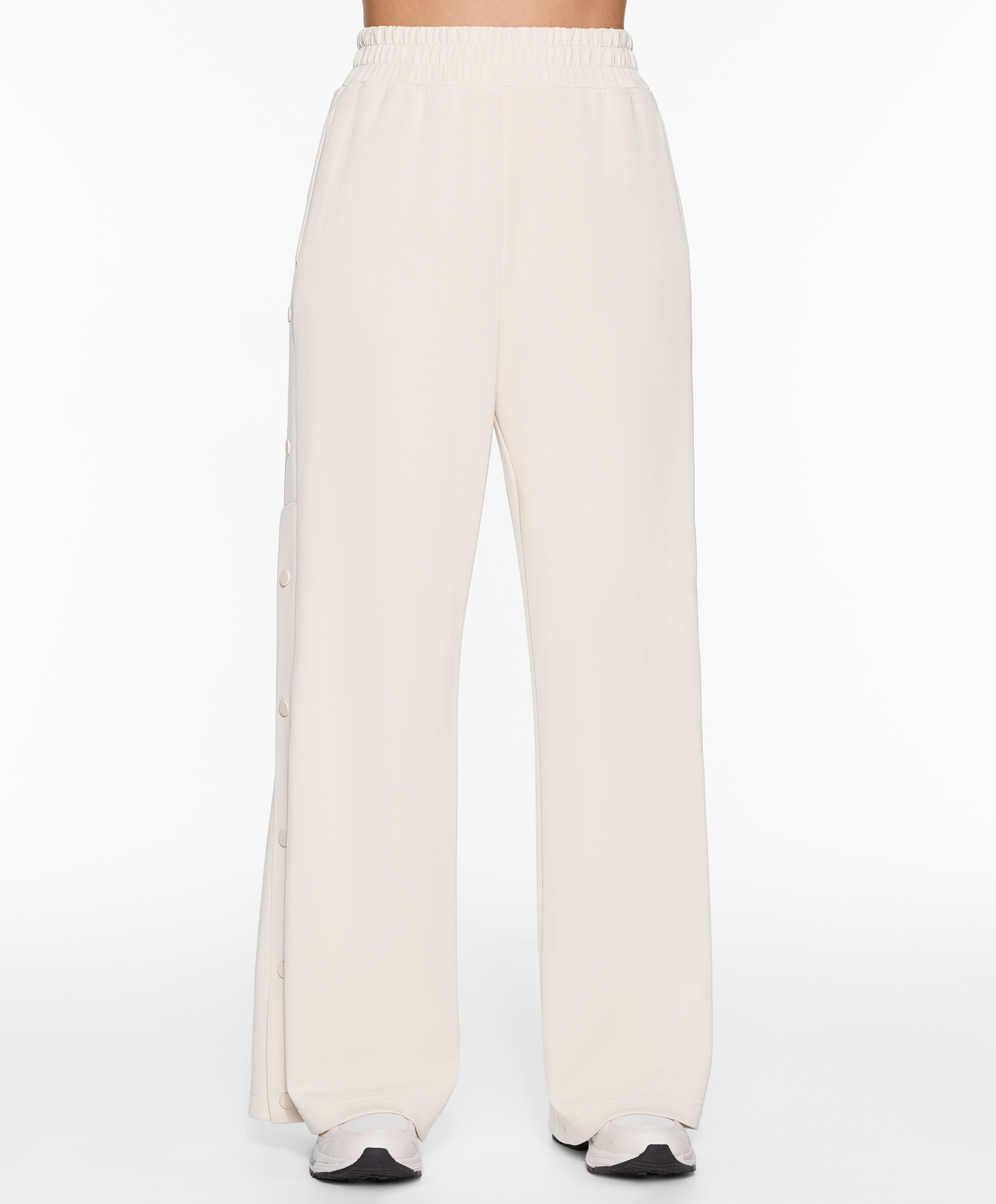 Soft-touch wide, straight-leg trousers with modal and buttons