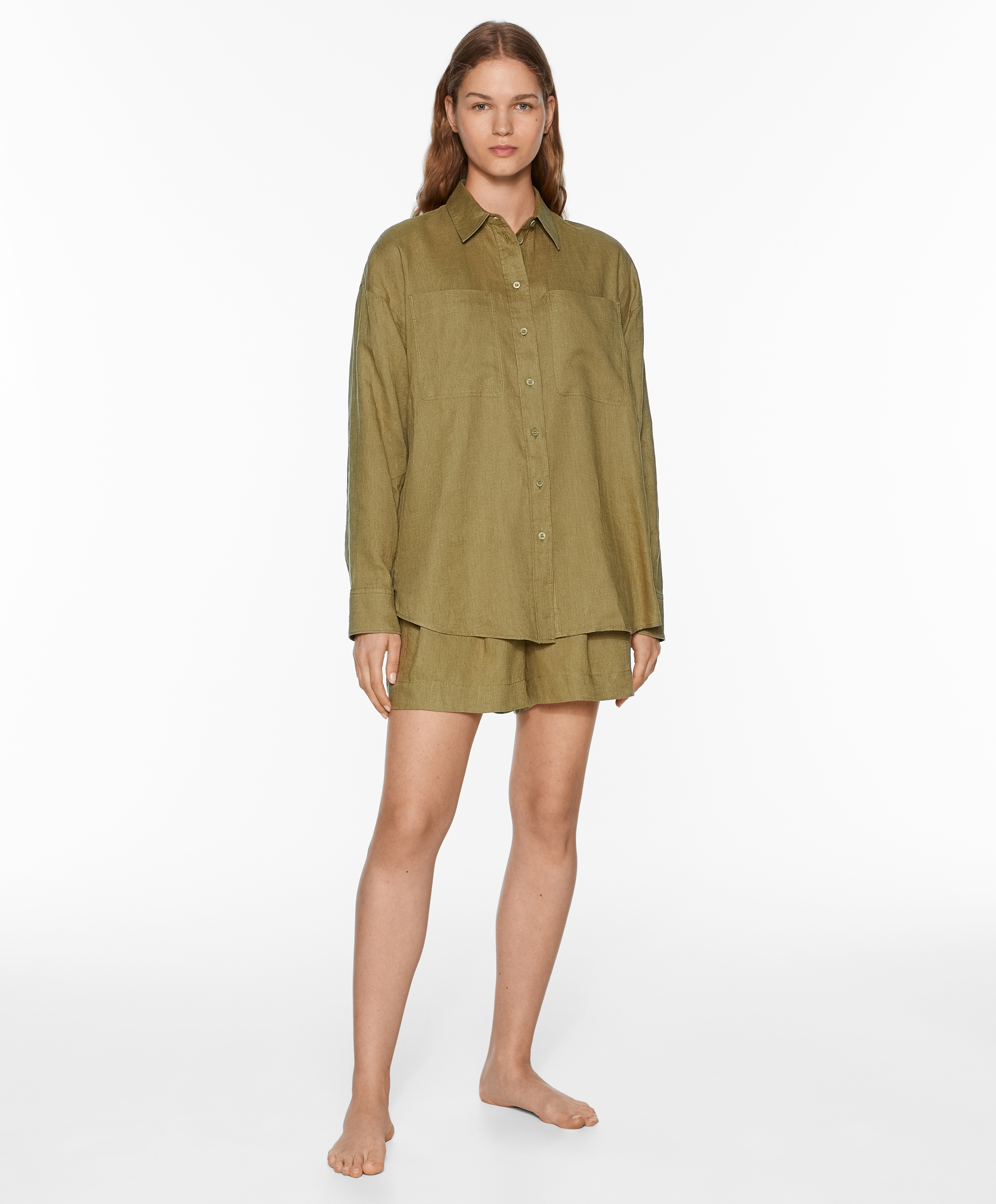 100% linen tailored-fit shorts