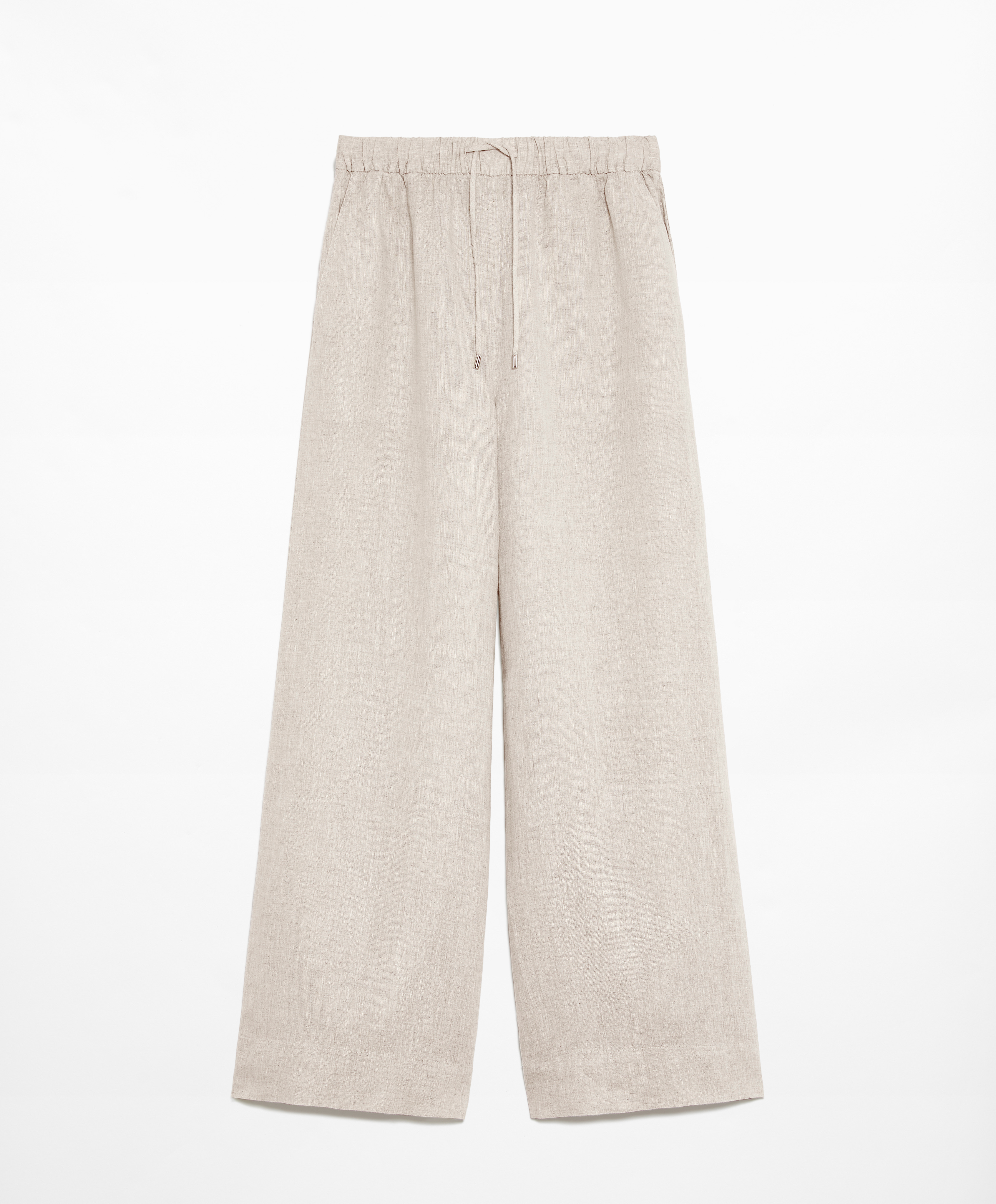 100% linen wide straight-leg trousers