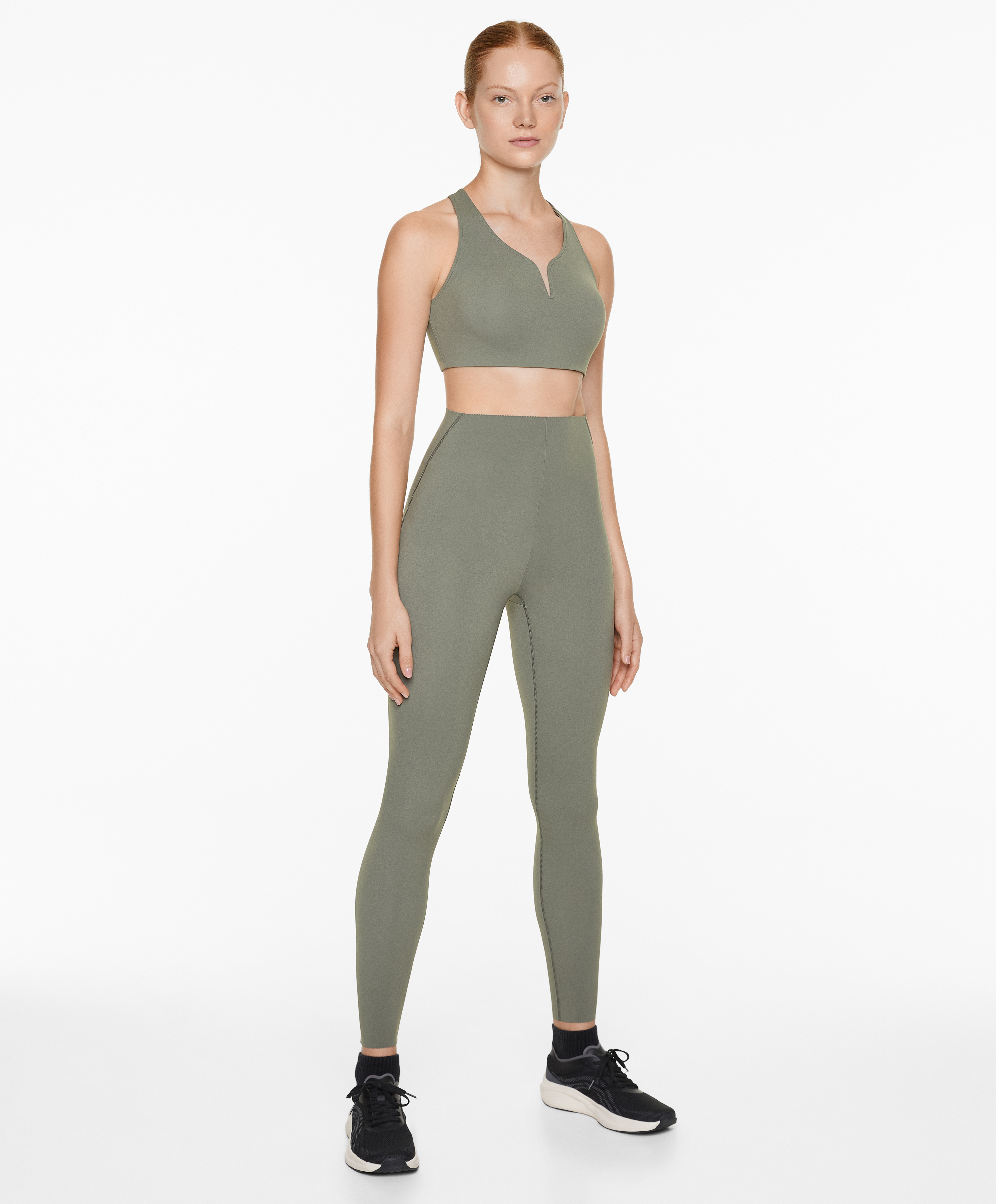 Medium support compressive sports bra with trim