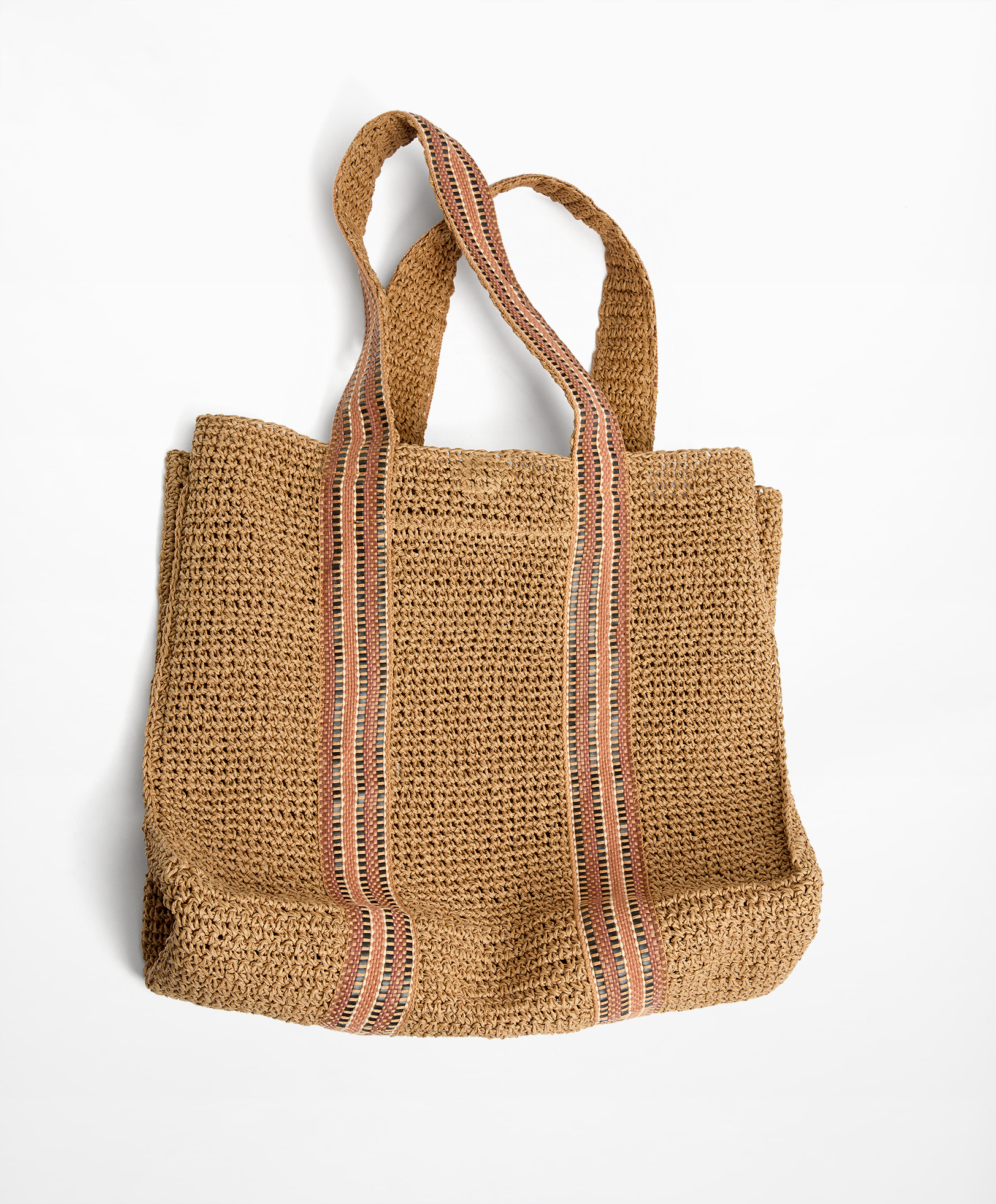 Multi-coloured strap shopper bag