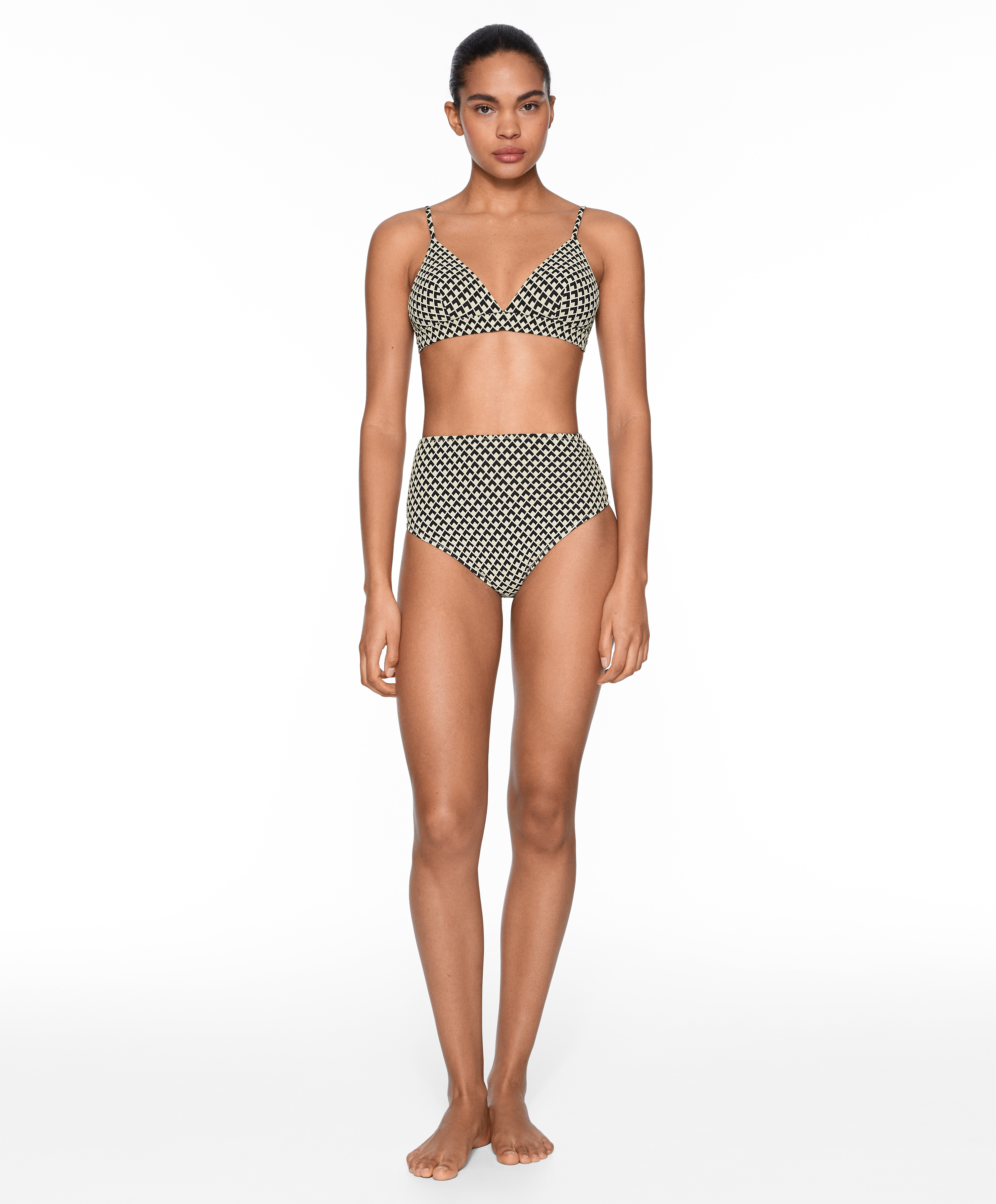 Geometric jacquard high-rise bikini briefs