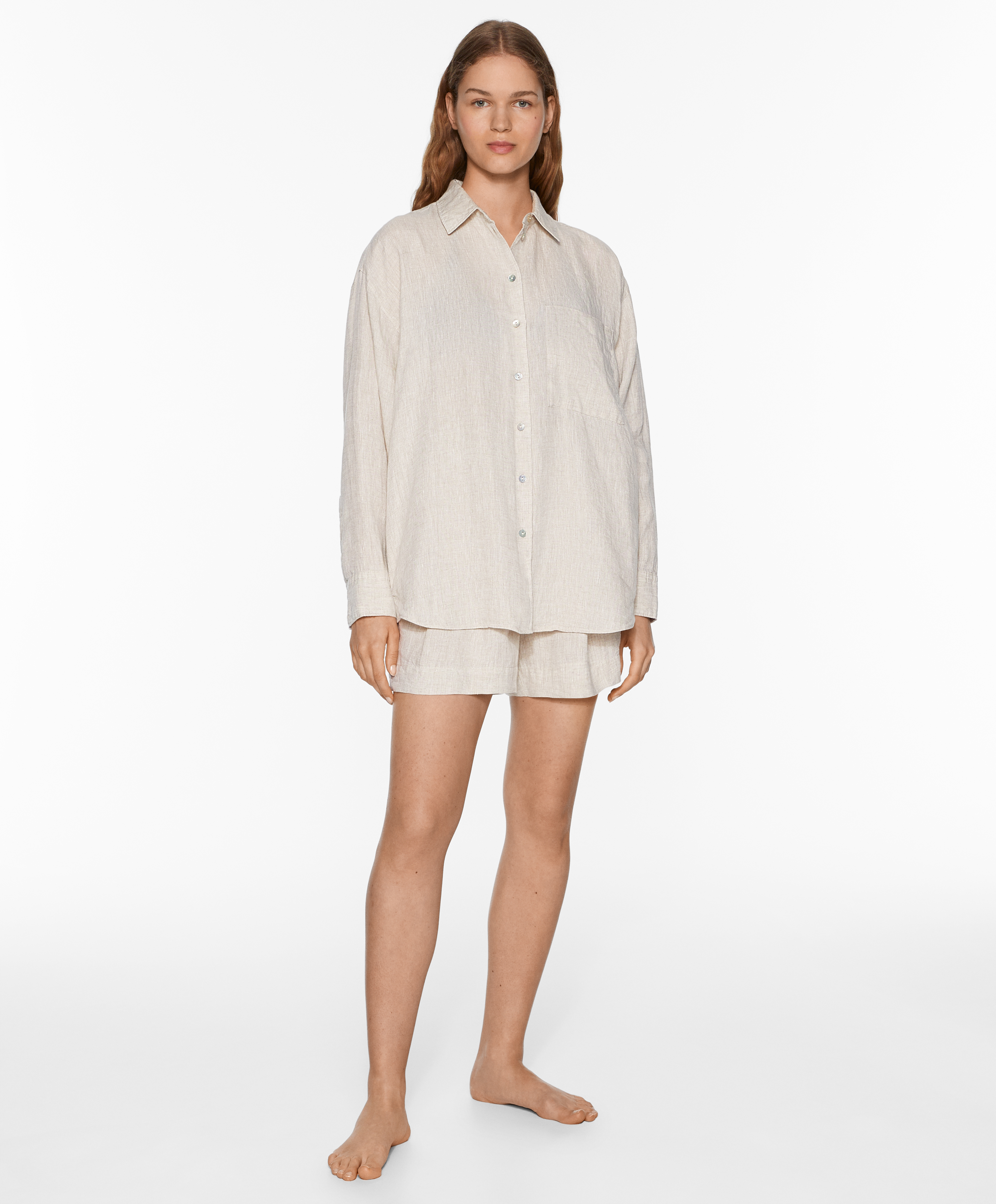 100% linen tailored-fit shorts