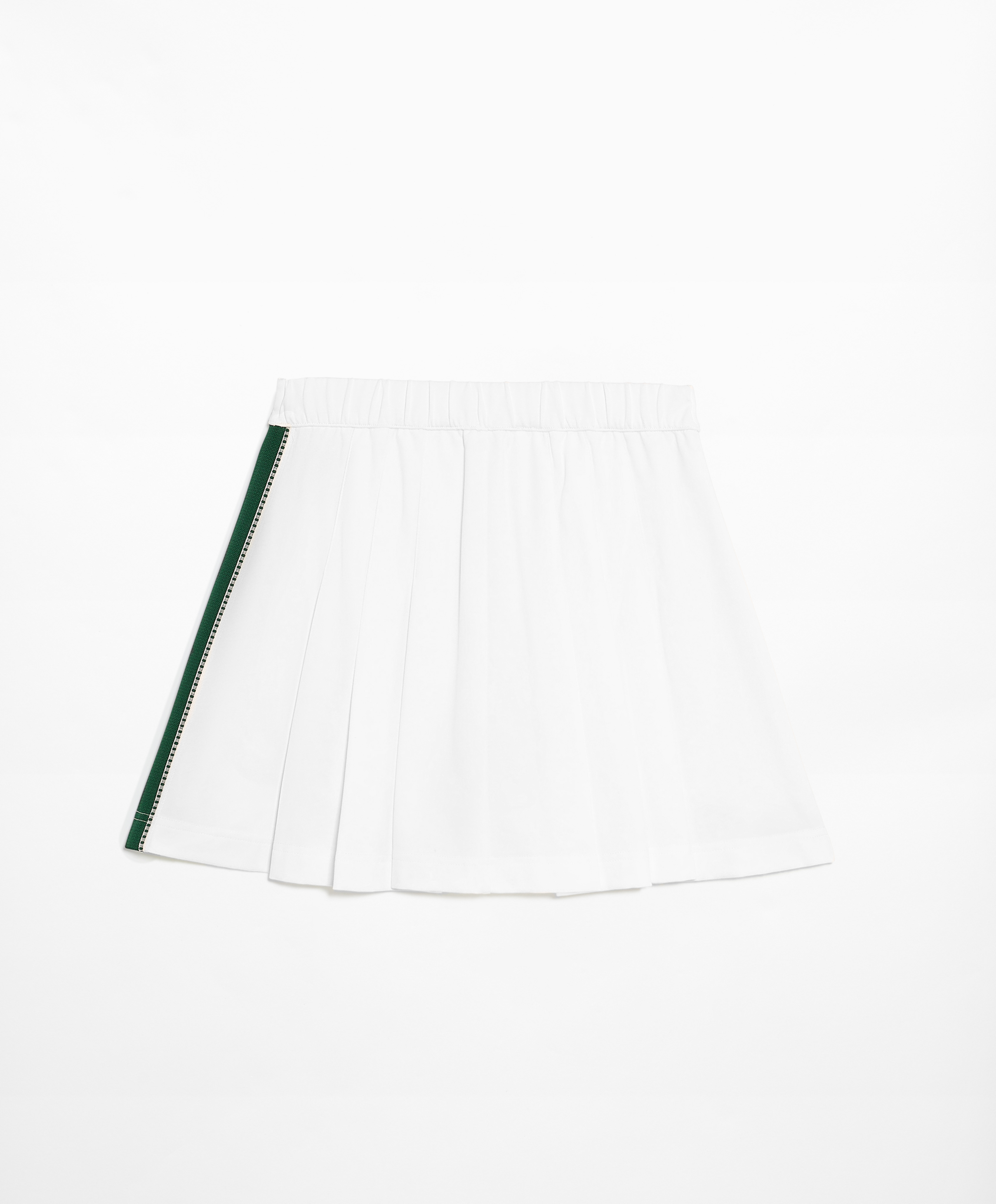 Pleated piqué skirt with cotton and side stripe