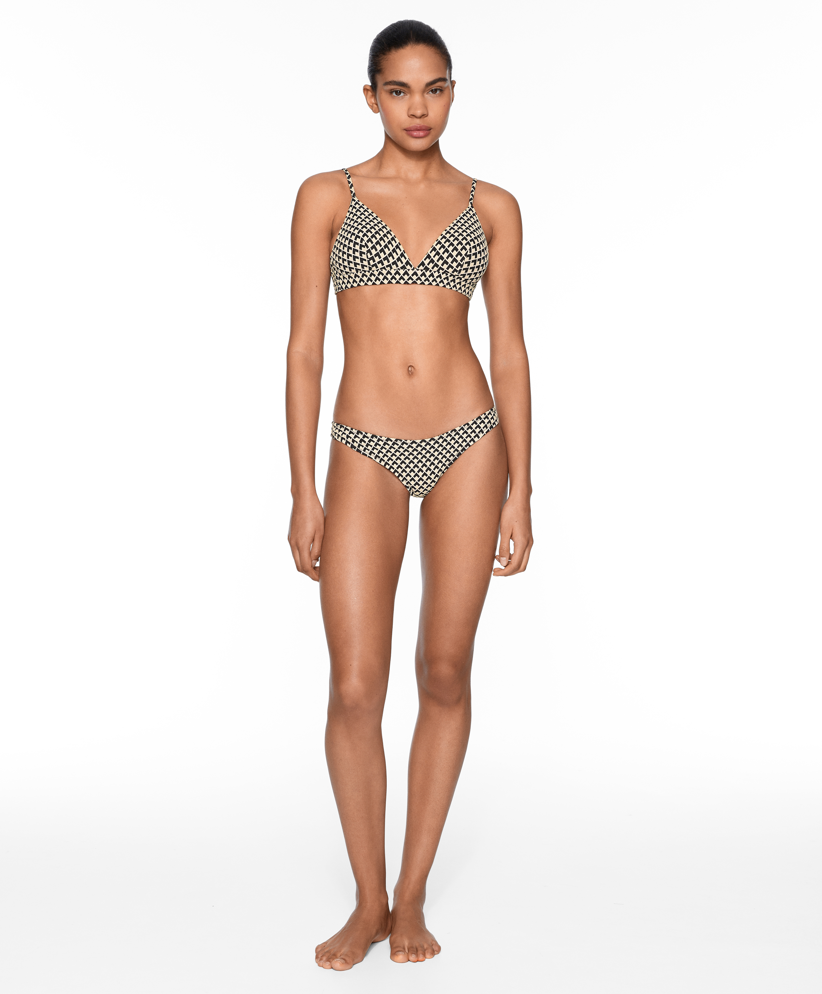 Geometric jacquard medium-coverage U-cut bikini briefs