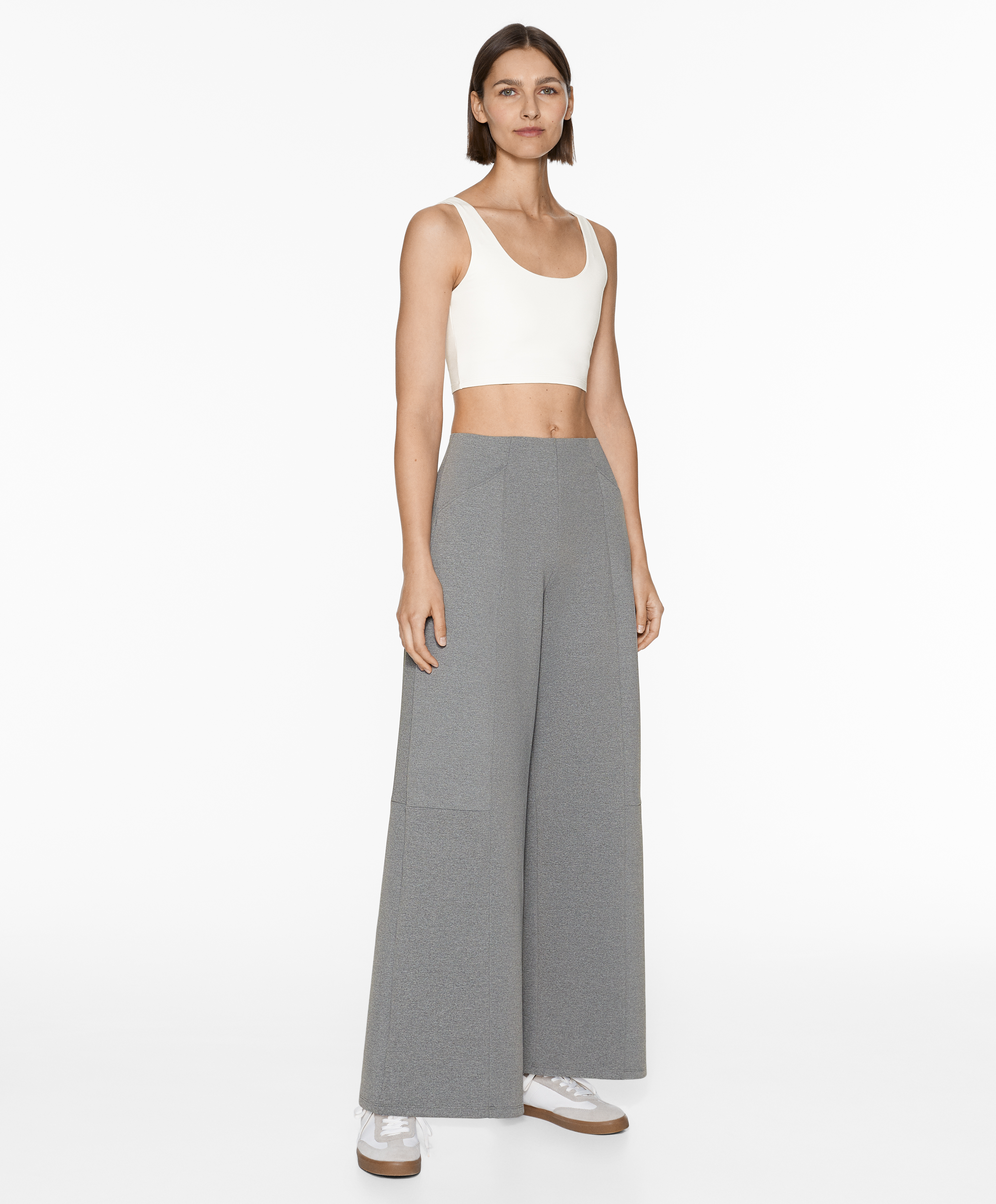 Neoprene-effect wide-leg trousers