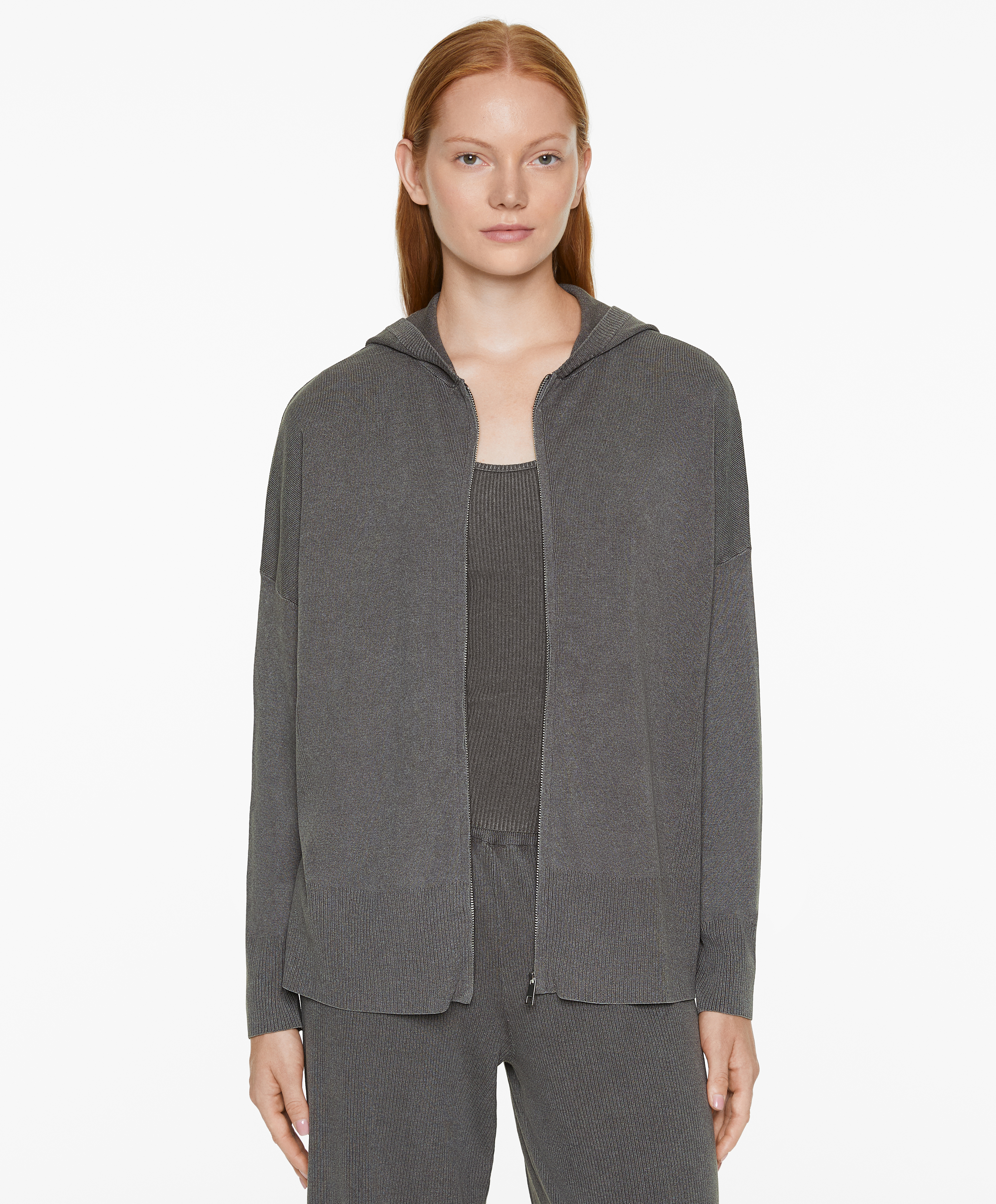 Hooded knit sweatshirt