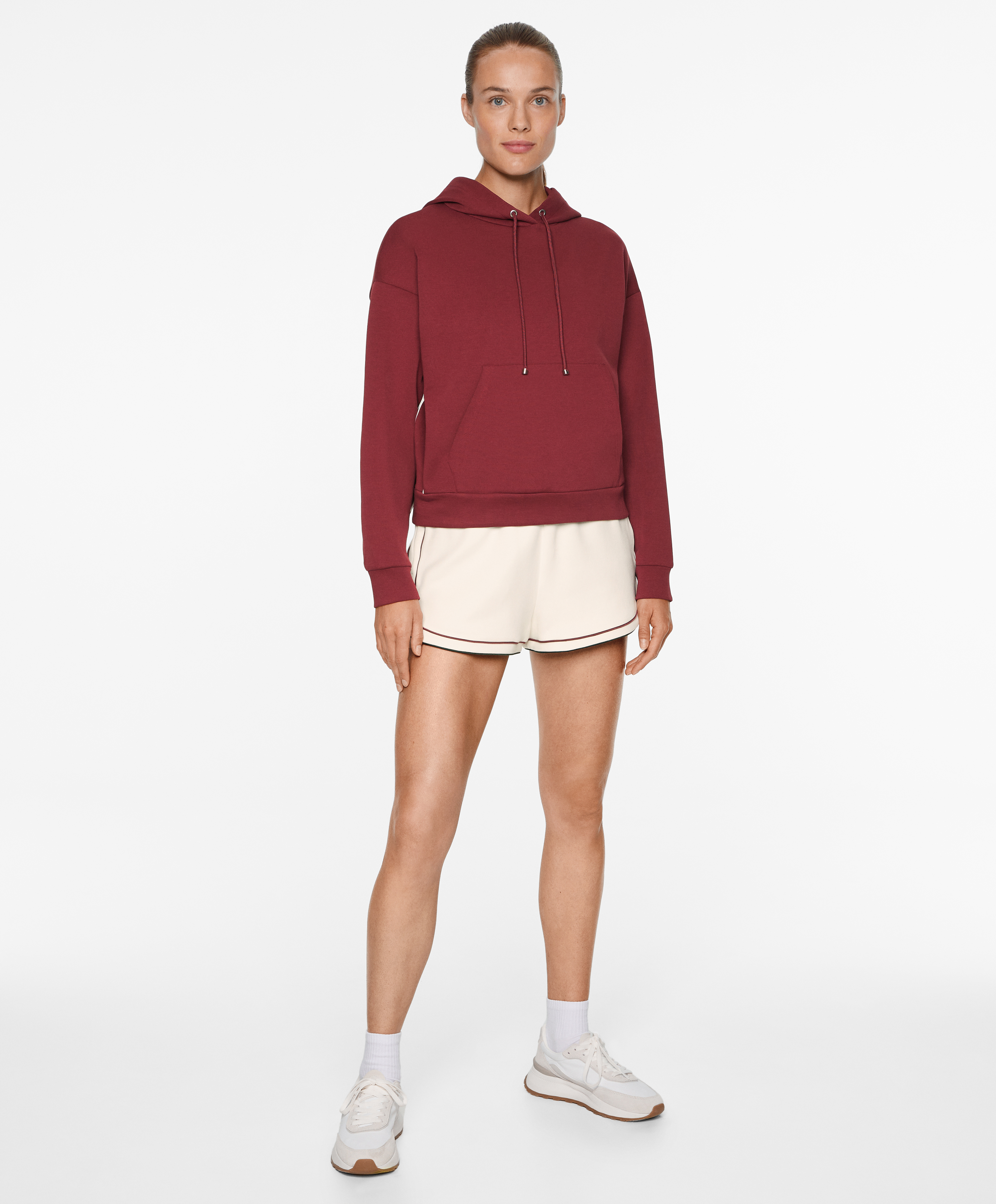 Cotton blend hoodie with piping