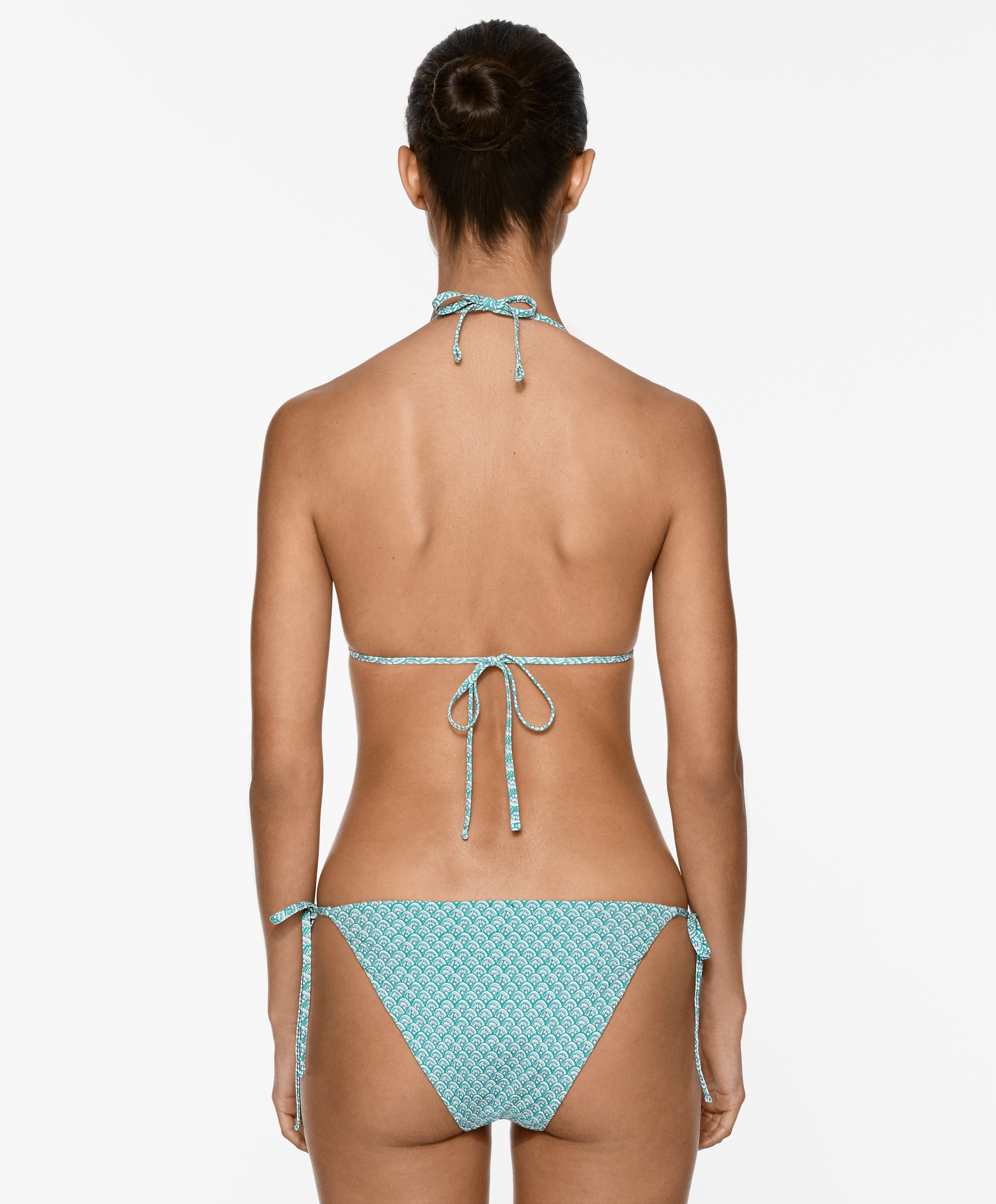 Motif print triangle bikini top