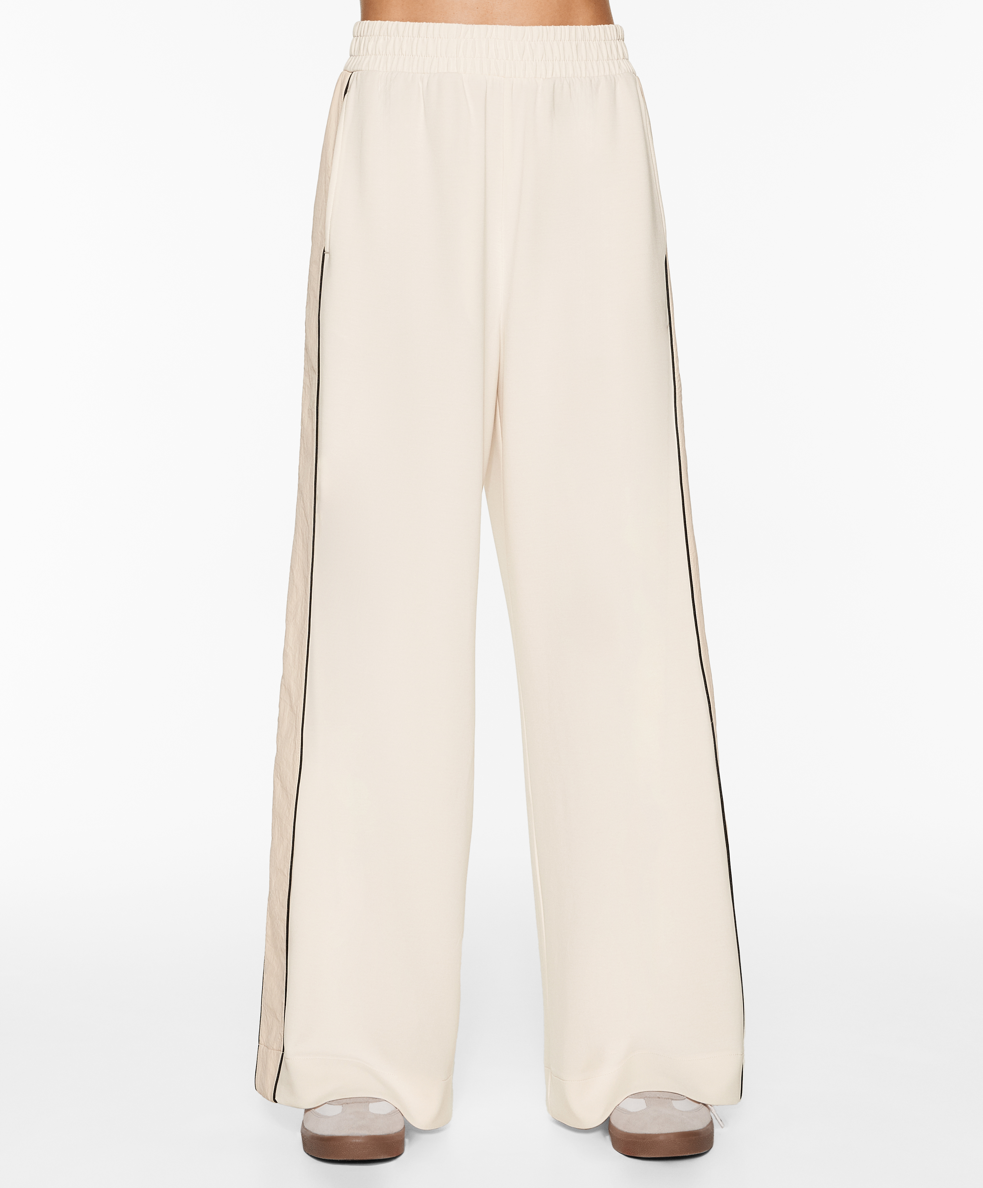 Side appliqué straight-leg trousers with modal