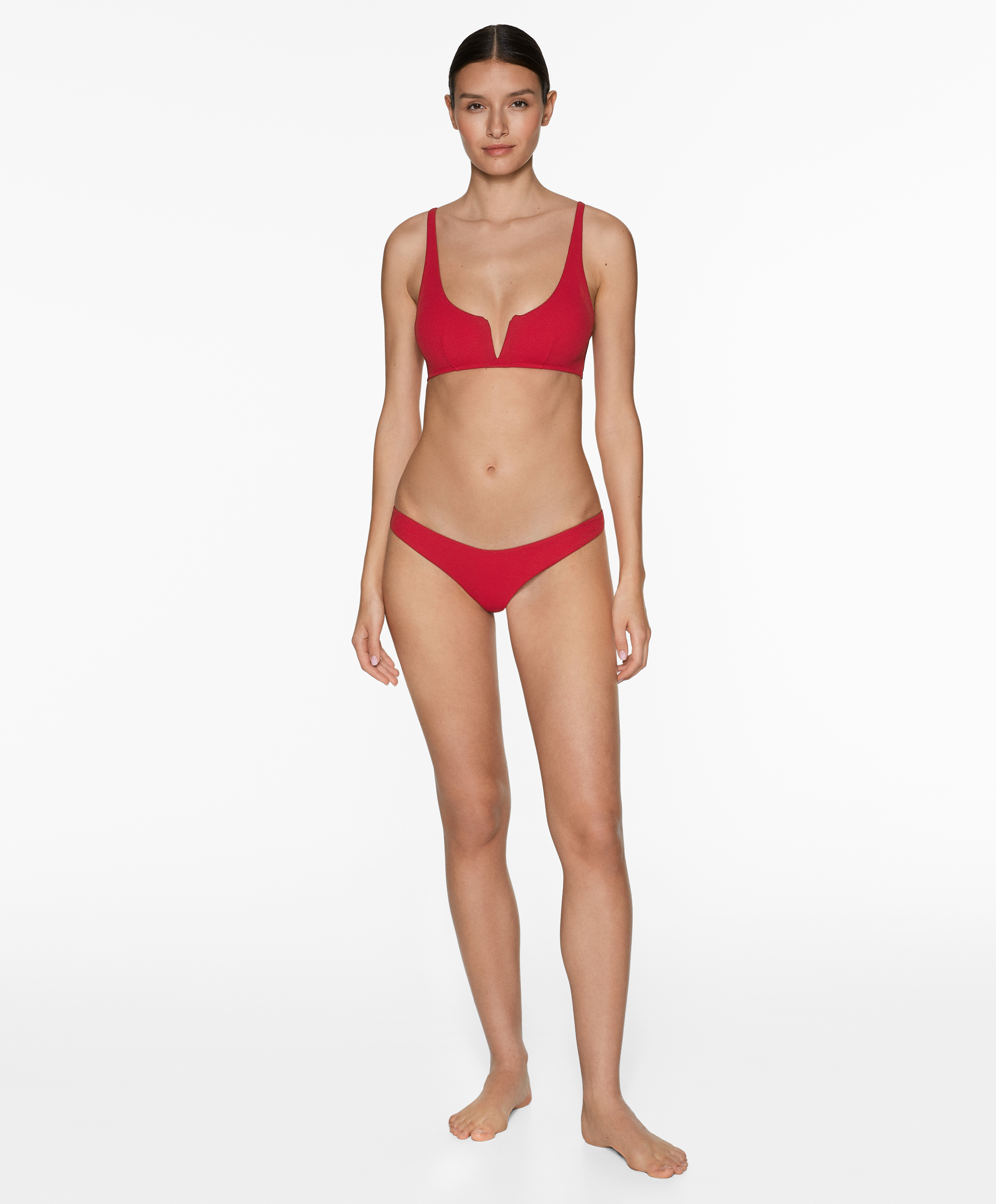 Piqué medium-coverage U-cut bikini briefs