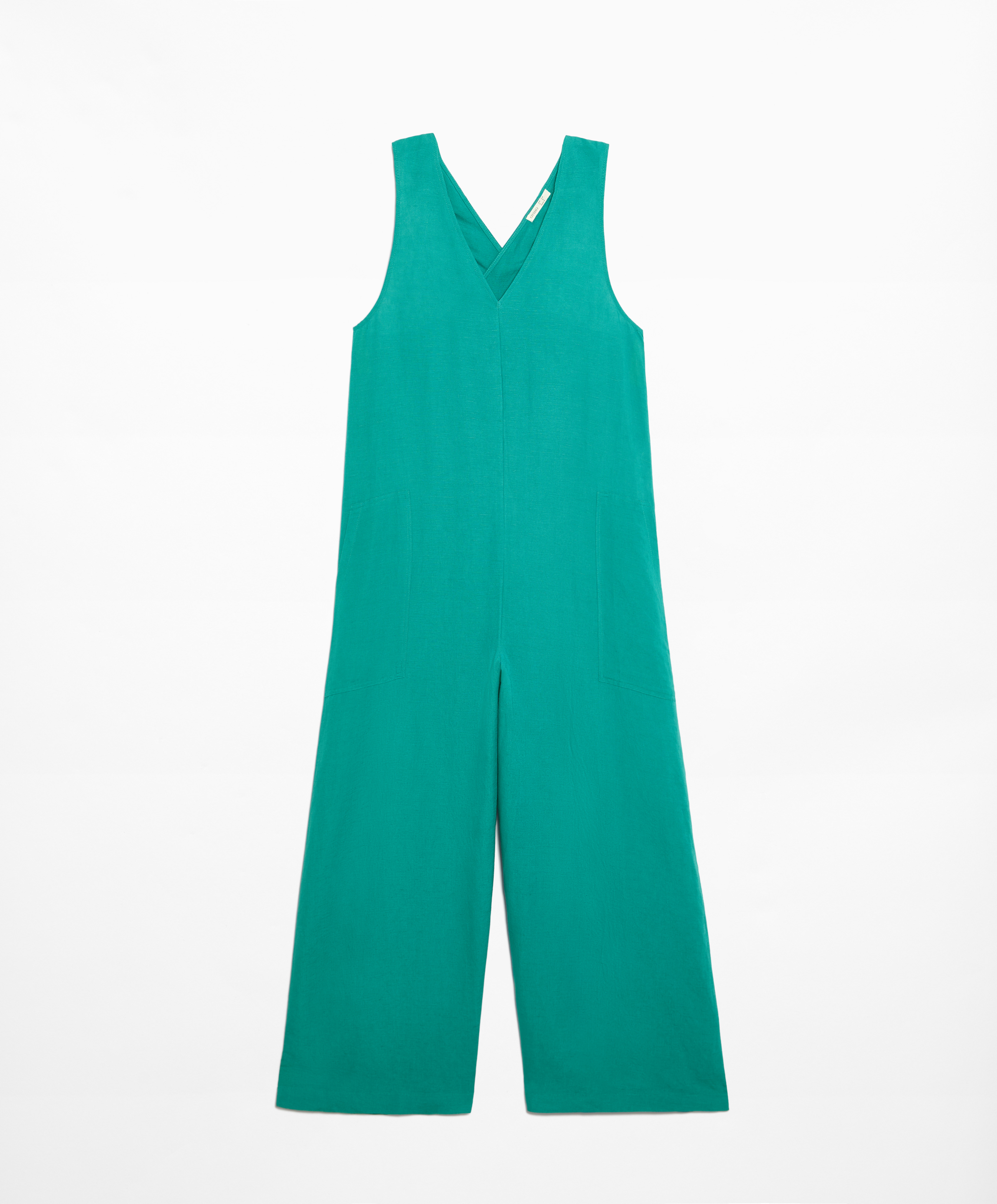 Linen blend long jumpsuit